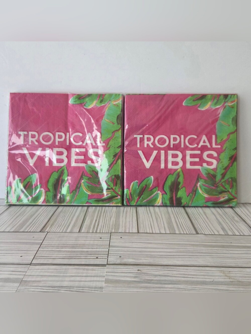 Tropical Vibes Pink Palm Leaf Napkins Set of 2 Packs 36 Total Summer Party BBQ
